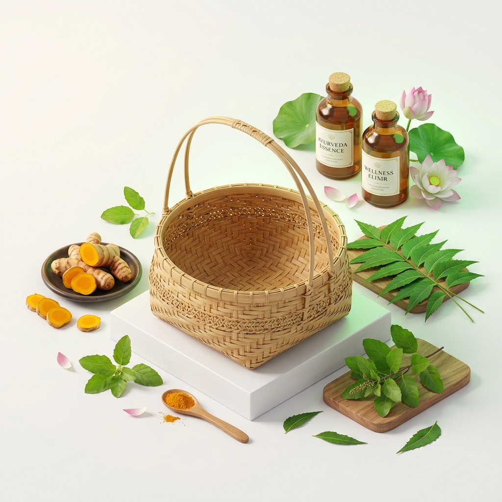 Empty Ayurvedic Shopping Cart Illustration